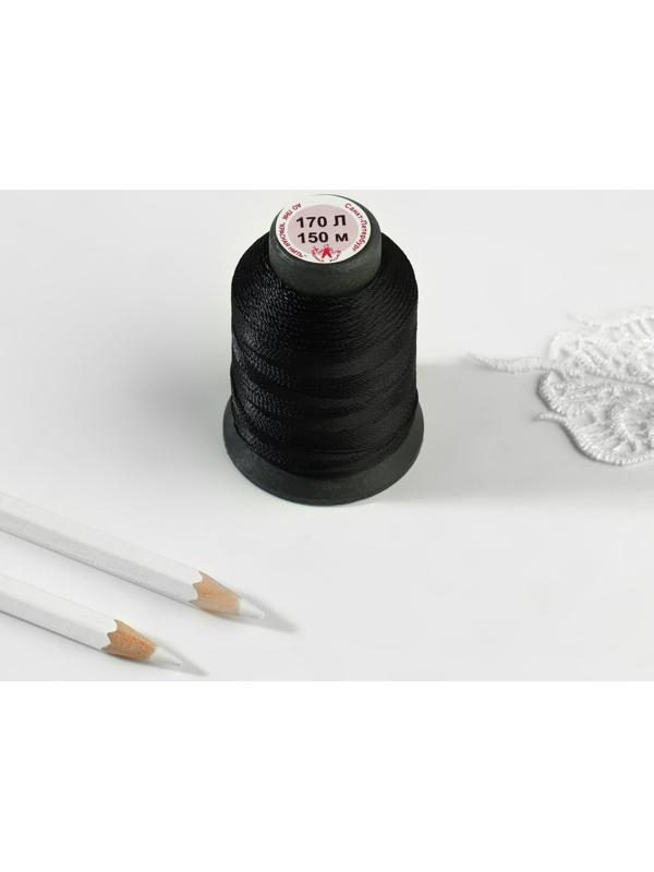 Нитки обувные, 170Л, 150 м, цвет чёрный