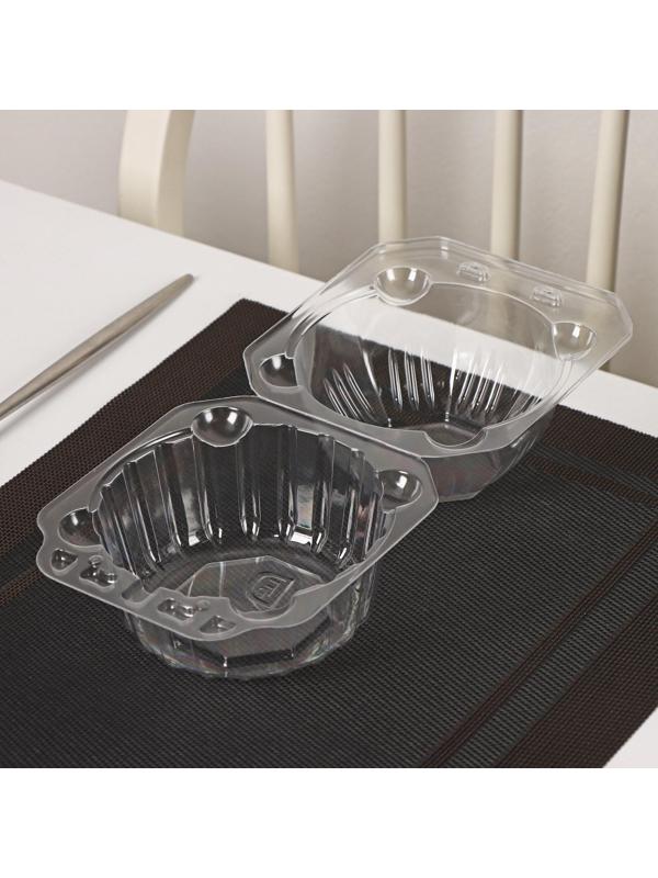 Упаковка для десертов с неразьёмной крышкой, 13×14×10,5 см, 360 шт/уп.