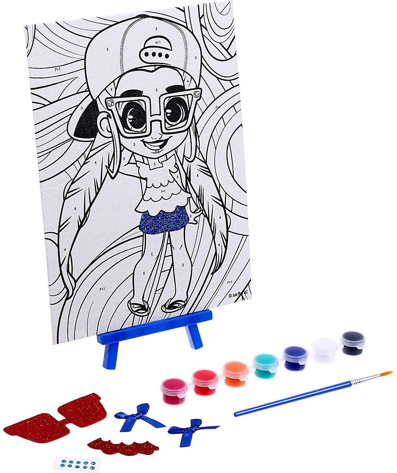 Холст на картоне для росписи по номерам с декорированием «Hairdorable» 17 × 23 см