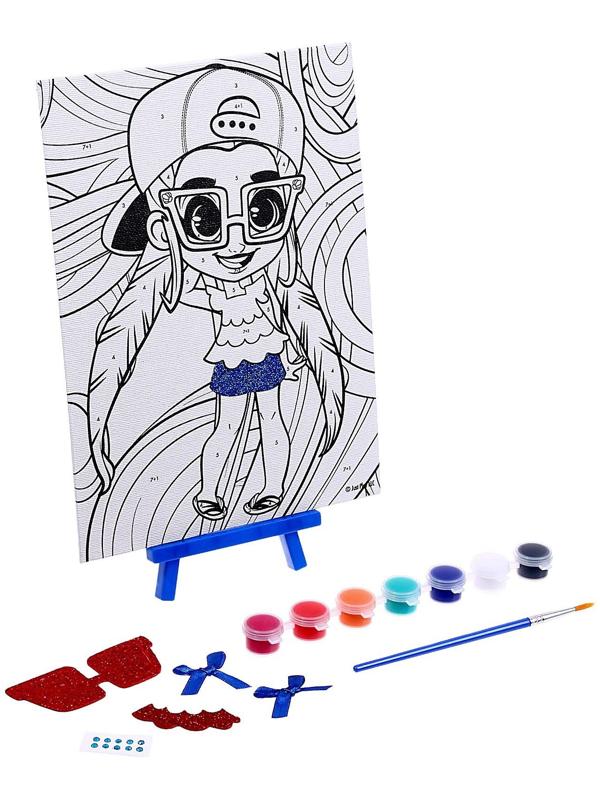 Холст на картоне для росписи по номерам с декорированием «Hairdorable» 17 × 23 см