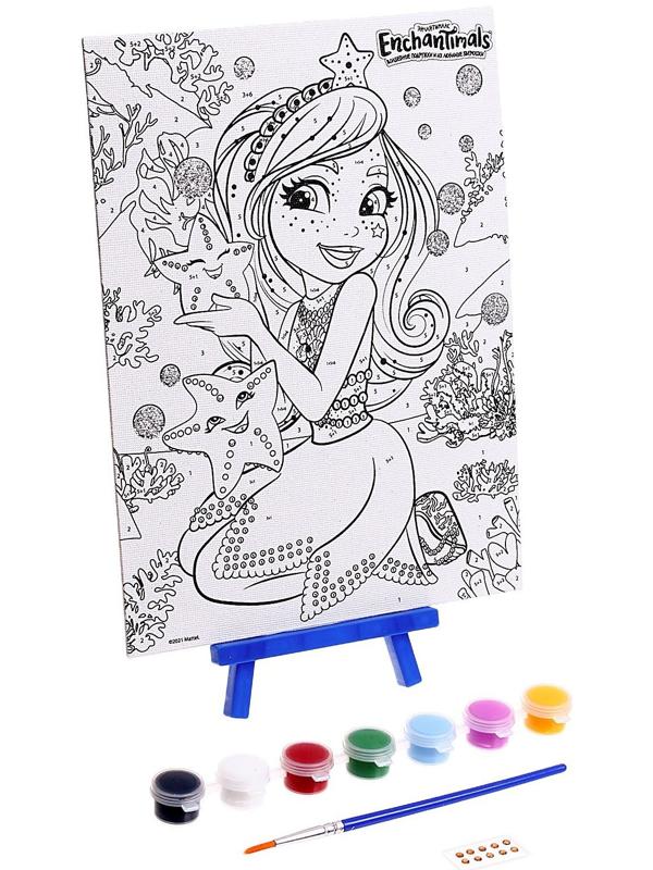 Холст на картоне для росписи по номерам, с декорированием, 17 × 23 см «Энчантималс»