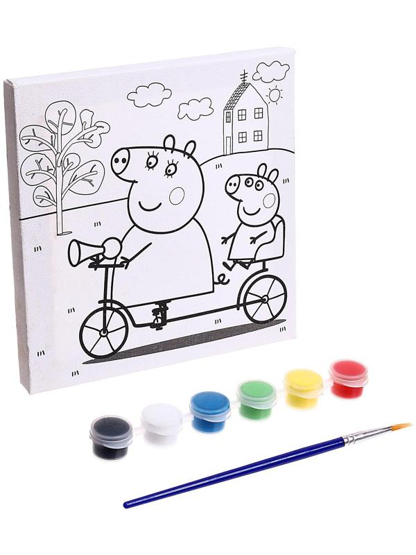 Набор для детского творчества Свинка Пеппа, холст для росписи, 15 × 15 см