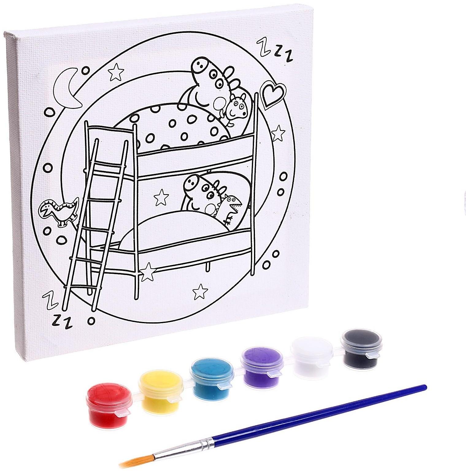 Набор для детского творчества Свинка Пеппа, холст для росписи, 15 × 15 см