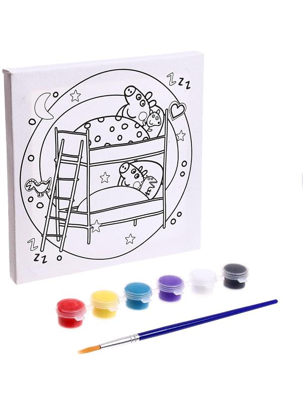 Набор для детского творчества Свинка Пеппа, холст для росписи, 15 × 15 см