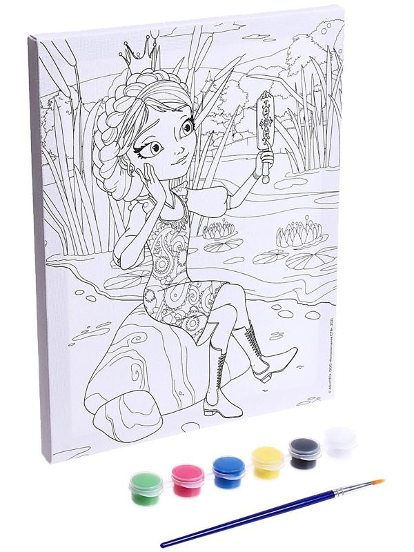 Набор для детского творчества Царевны, холст для росписи по контуру, 20 × 25 см