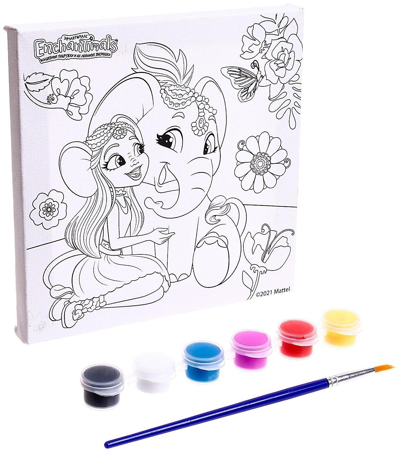 Набор для детского творчества Энчантималс, холст для росписи 15 × 15 см