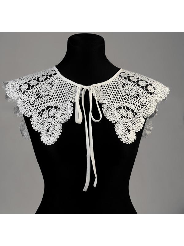 Воротник кружевной, 46 × 44 см, цвет белый