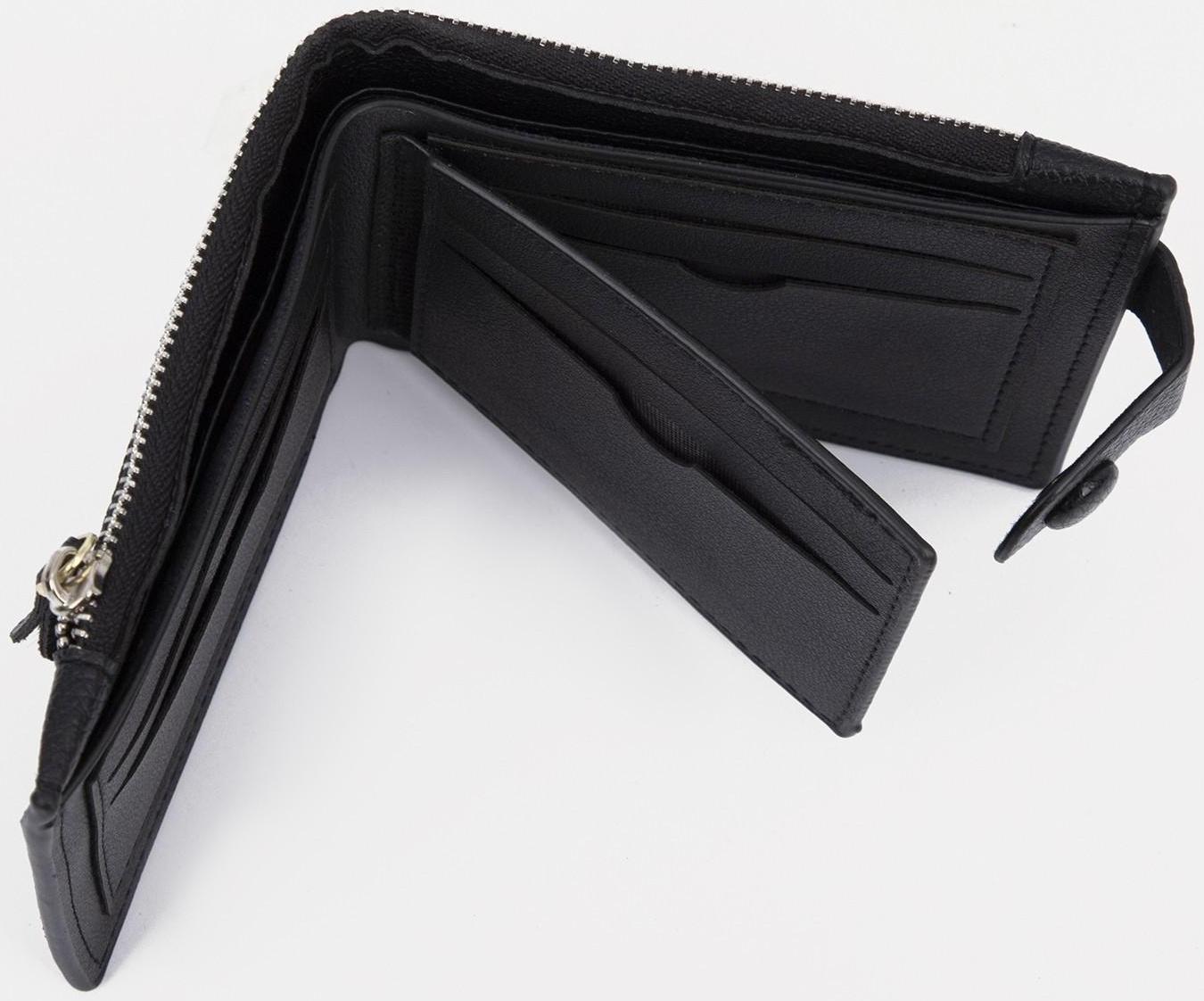 Портмоне на кнопке, цвет чёрный