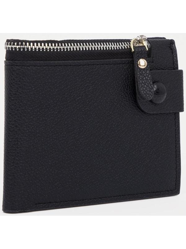 Портмоне на кнопке, цвет чёрный