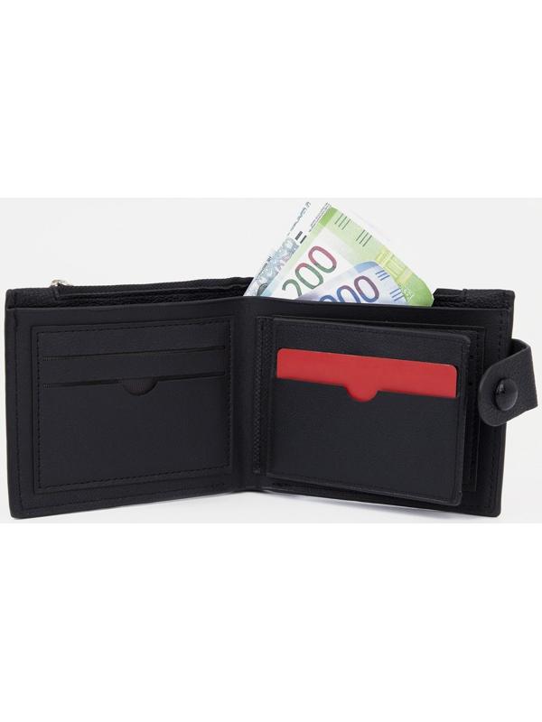 Портмоне на кнопке, цвет чёрный