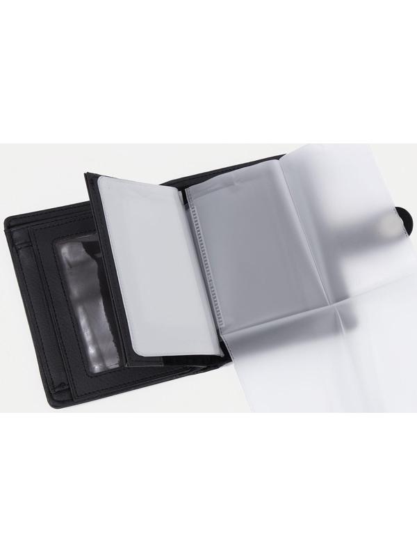 Портмоне на магните, отдел для автодокументов и паспорта, цвет чёрный