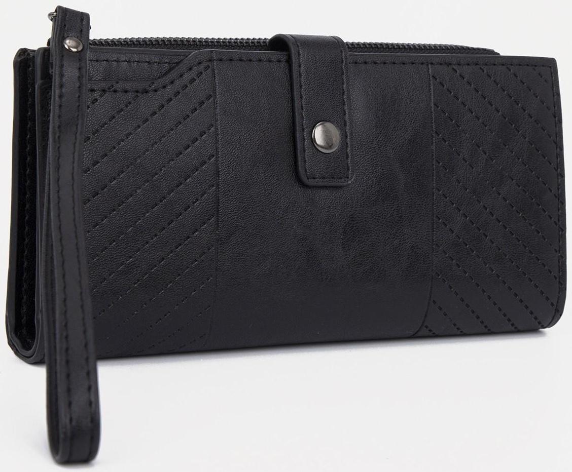 Портмоне на кнопке, цвет чёрный