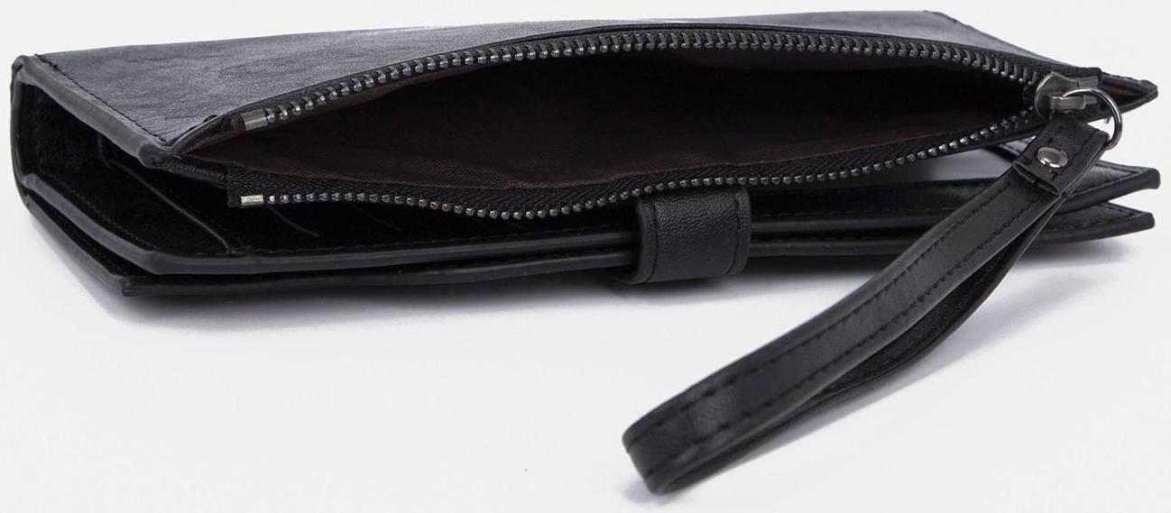 Портмоне на кнопке, цвет чёрный