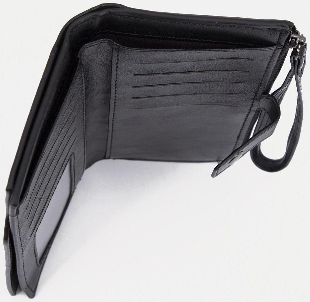 Портмоне на кнопке, цвет чёрный