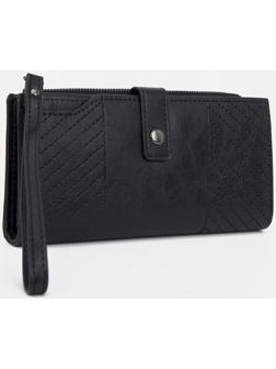 Портмоне на кнопке, цвет чёрный
