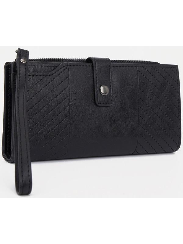 Портмоне на кнопке, цвет чёрный