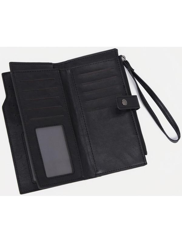 Портмоне на кнопке, цвет чёрный