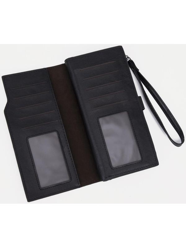 Портмоне на кнопке, цвет чёрный