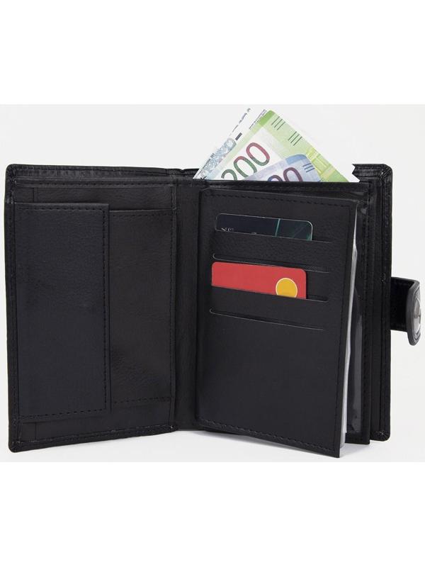 Портмоне на магните, отдел для автодокументов и паспорта, цвет чёрный
