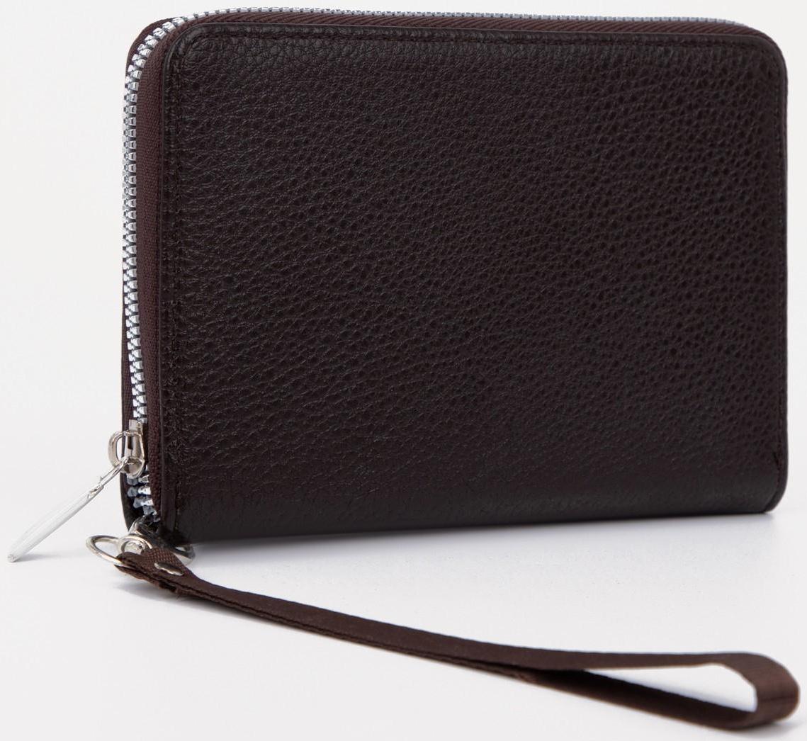 Портмоне на молнии 3 в 1 для автодокументов и паспорта, 2 отдела, для карт, для монет, цвет коричневый