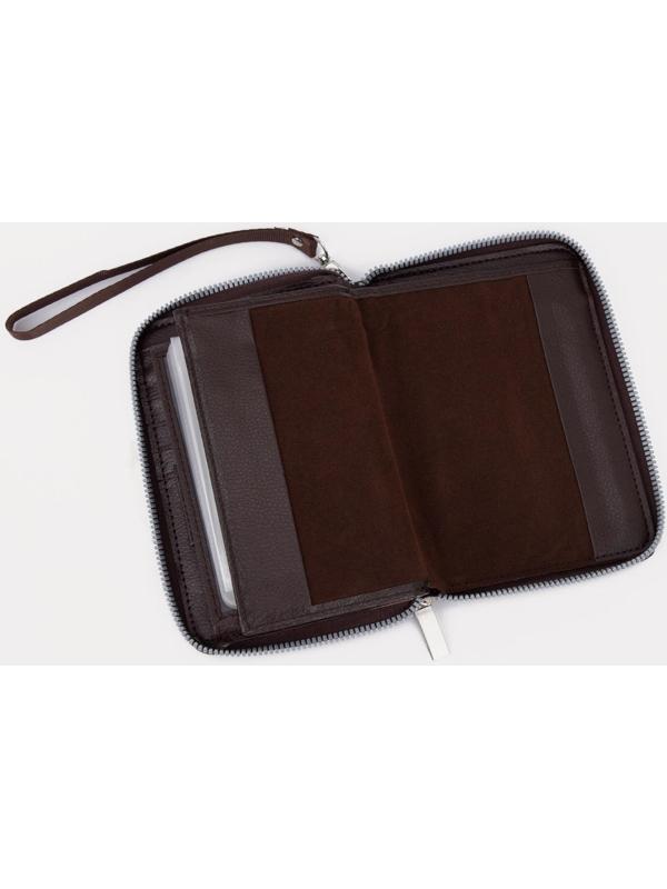 Портмоне на молнии 3 в 1 для автодокументов и паспорта, 2 отдела, для карт, для монет, цвет коричневый