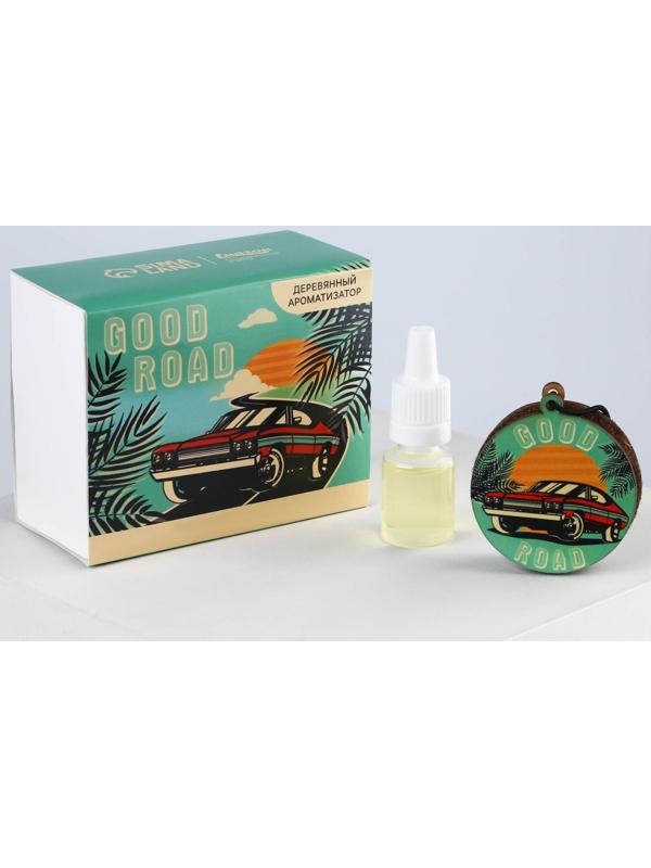Набор Good road, подвеска деревянная с пропиткой и ароматизатор, 10 мл