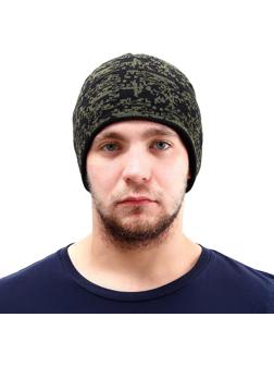 Шапка трикотаж на флисе кмф