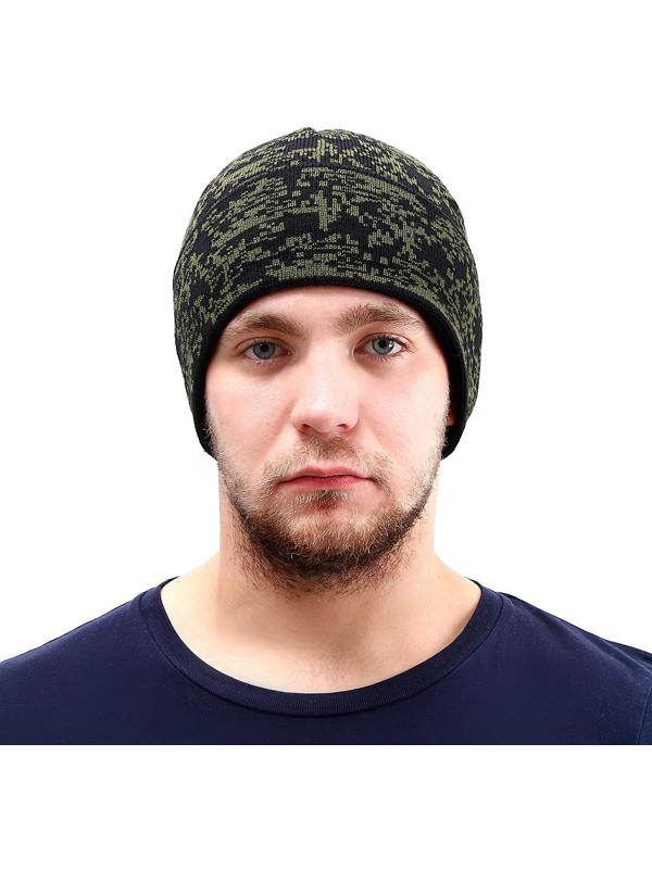 Шапка трикотаж на флисе кмф