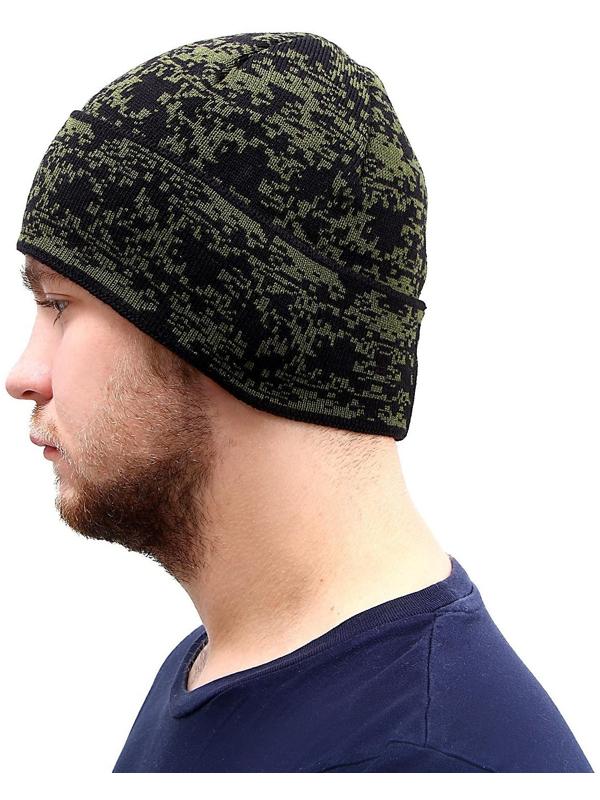 Шапка трикотаж на флисе кмф