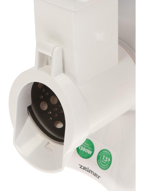 Мясорубка Zelmer ZMM2853B, 1300 Вт, 1.5 кг/мин, 4 насадки, белая