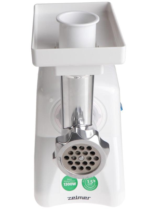 Мясорубка Zelmer ZMM2853B, 1300 Вт, 1.5 кг/мин, 4 насадки, белая