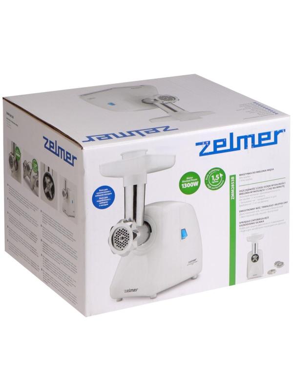 Мясорубка Zelmer ZMM2853B, 1300 Вт, 1.5 кг/мин, 4 насадки, белая