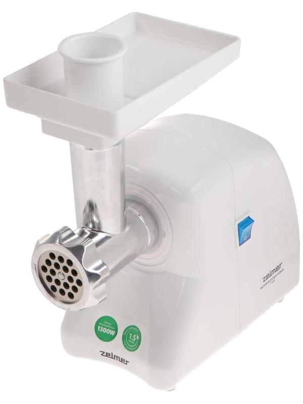 Мясорубка Zelmer ZMM2853B, 1300 Вт, 1.5 кг/мин, 4 насадки, белая