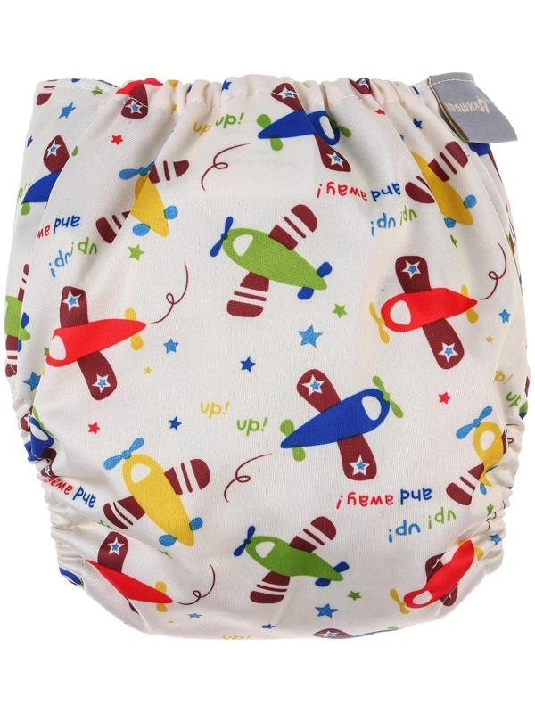 Трусики-подгузник, многоразовый, угольно-бамбуковая ткань, «Самолеты», от 0-36 мес.