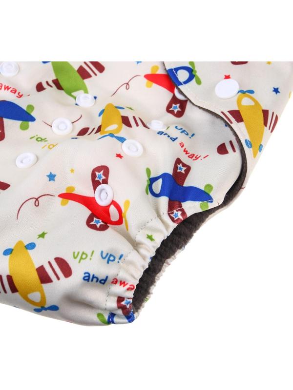 Трусики-подгузник, многоразовый, угольно-бамбуковая ткань, «Самолеты», от 0-36 мес.