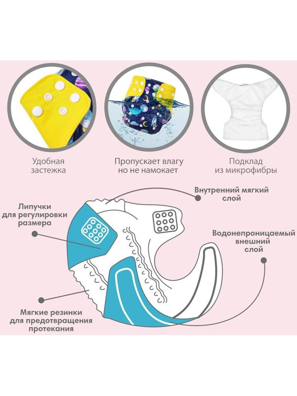 Трусики-подгузник, многоразовый, «Космонавты»