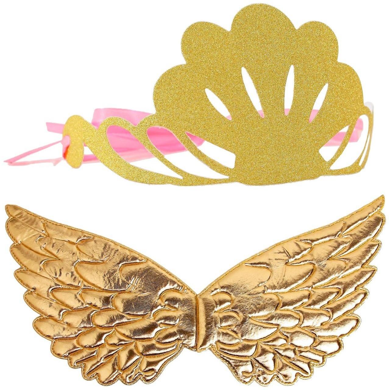 Карнавальный набор «Великолепие», 2 предмета: крылья, корона, цвет золото