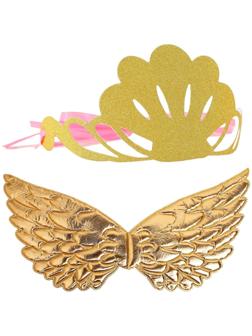 Карнавальный набор «Великолепие», 2 предмета: крылья, корона, цвет золото