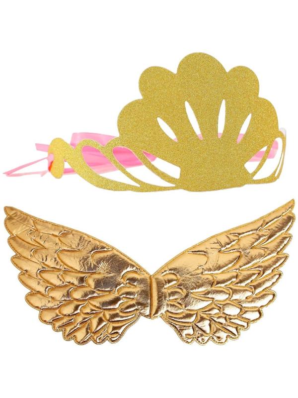 Карнавальный набор «Великолепие», 2 предмета: крылья, корона, цвет золото