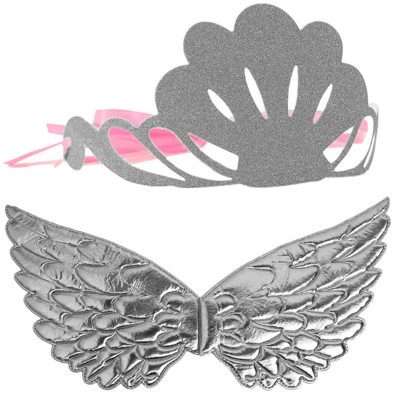 Карнавальный набор «Великолепие», 2 предмета: крылья, корона, цвет серебро