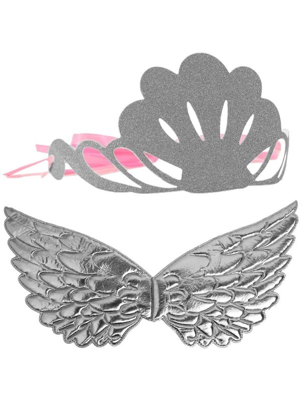 Карнавальный набор «Великолепие», 2 предмета: крылья, корона, цвет серебро