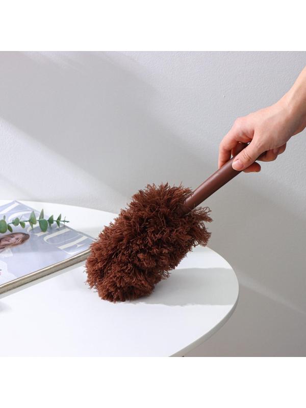 Щётка для удаления пыли Доляна «Антистатик», 29 см, с подставкой на присоске, микрофибра, цвет коричневый