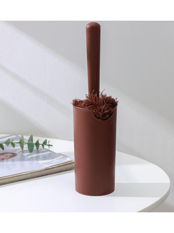 Щётка для удаления пыли Доляна «Антистатик», 29 см, с подставкой на присоске, микрофибра, цвет коричневый