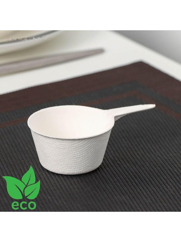 Форма для фуршетов «Ковшик», 49 мл, 5,6×9,2×2,9 см, сахарный тростник, 50 шт в упаковке, цвет белый