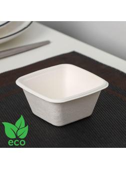 Форма для фуршетов, 100 мл, 8×8×2,7 см, сахарный тростник, 50 шт в упаковке, цвет белый