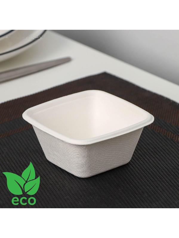 Форма для фуршетов, 100 мл, 8×8×2,7 см, сахарный тростник, 50 шт в упаковке, цвет белый