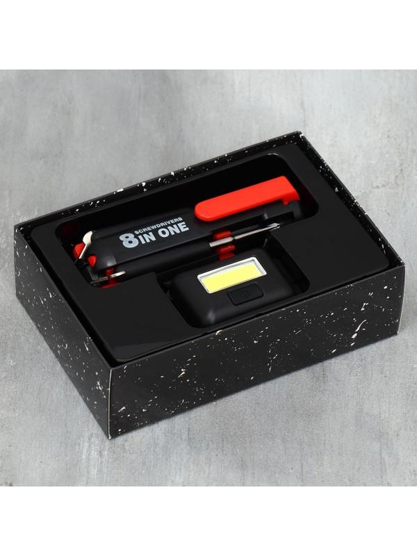 Набор автоаксессуаров 2 в 1 «Мастеру на все руки»: мультитул и фонарик на голову