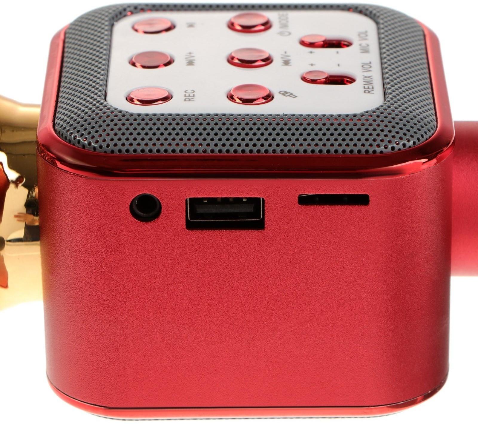 Микрофон для караоке Belsis MA3002BK, 3 Вт, 1200 мАч, Bluetooth, FM, microSD, красный