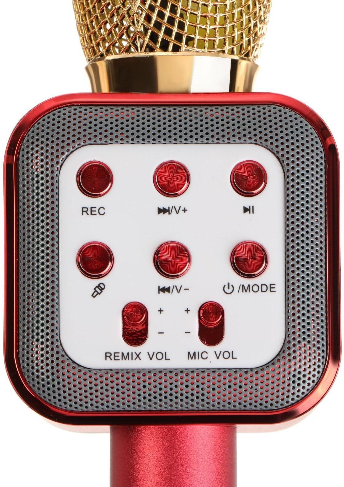 Микрофон для караоке Belsis MA3002BK, 3 Вт, 1200 мАч, Bluetooth, FM, microSD, красный