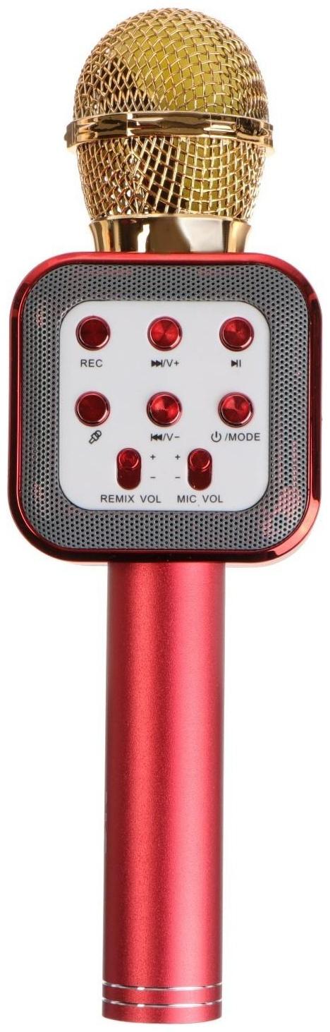 Микрофон для караоке Belsis MA3002BK, 3 Вт, 1200 мАч, Bluetooth, FM, microSD, красный